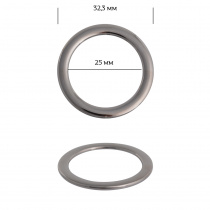 Кольцо металл TBY-2A1065.3 32,3мм (внутр. 25мм) цв. черный никель уп. 10шт купить в Ростове-на-Дону
