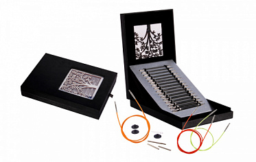 41620 Knit Pro Подарочный набор 'Interchangeable Needle Set' съемных спиц 'Karbonz' карбон, черный,  купить {в городе}